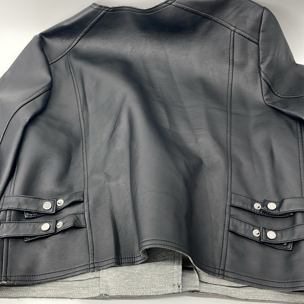 Michael Kors Faux Leather Moto Jacket in Black Gray M A13 - Picture 5 of 5